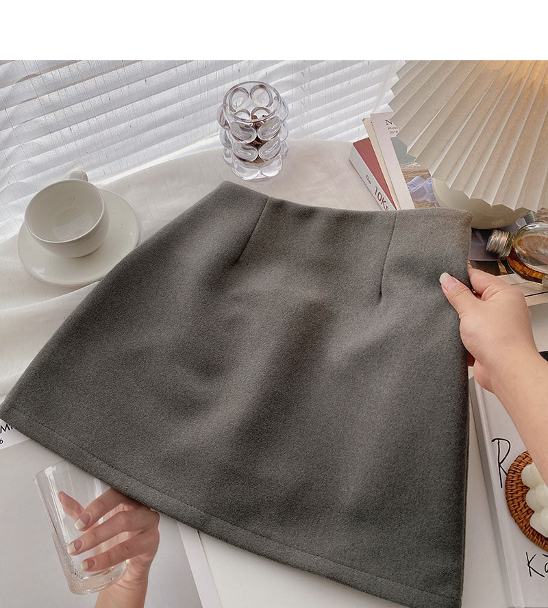 Woolen skirt is thin, Hip Wrap high waist A-shaped skirt  5319