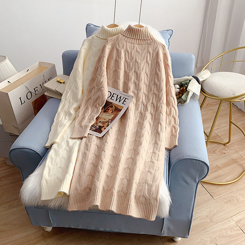 Long bottomed dress with loose thickened inner wool skirt  4928