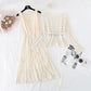 Hollowed out lace blouse Chiffon Dress  4010