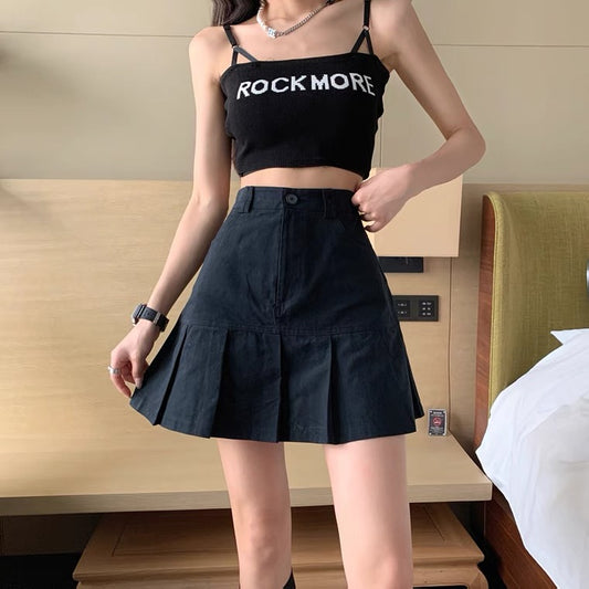Denim skirt, high-waisted skirt A-line skirt  3645