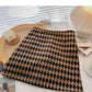 Hong Kong style retro fashion color matching Plaid thin high waist skirt  5343