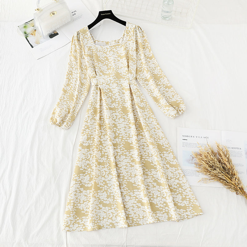 Slim waist with broken flower long skirt fairy super fairy series  3836