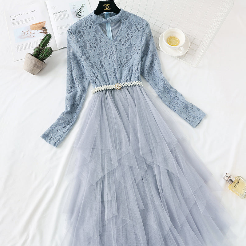 French minority lace dress women's French Retro  4366