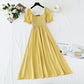 Französisches Retro-Kleid mit eckigem Ausschnitt und Blasenärmeln, Spitzenkante 4271