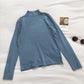 Stehkragen-Pullover Damen Solid Slim Langarm Pullover Top 6454