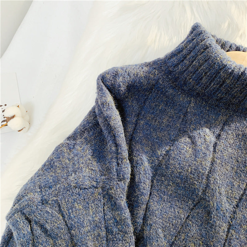 Twist Stehkragen-Pullover weiblich Retro-japanisch faul 4910