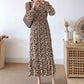 Fashion Pleated Chiffon Floral Dress  3898
