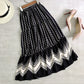 Spring skirt, spliced polka-dot flounce cake skirt, long skirt, wavy A-line skirt  3692