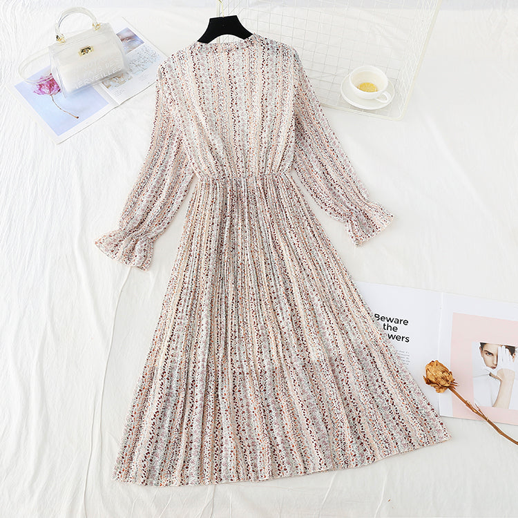 Neuer schmaler Faltenrock aus Chiffon mit Schleife zum Schnüren 4533