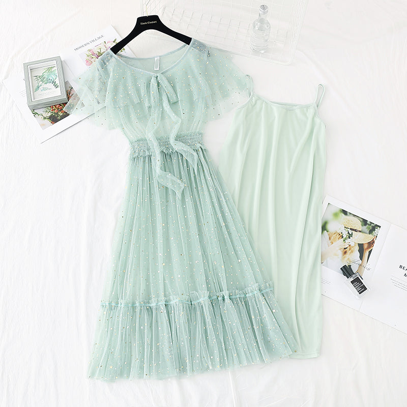 New French gentle skirt fairy super xiansen long style   4394