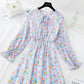 Schnürkragen French Soft Wind Blumenkleid 3837