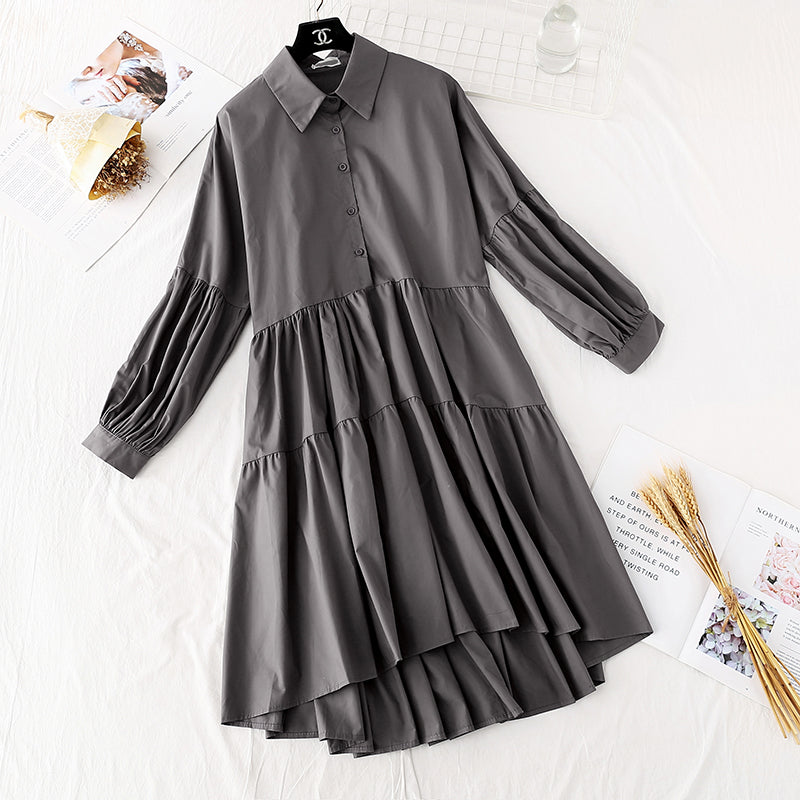 Personalized shirt dress women's light mature style loose and slim style  4496