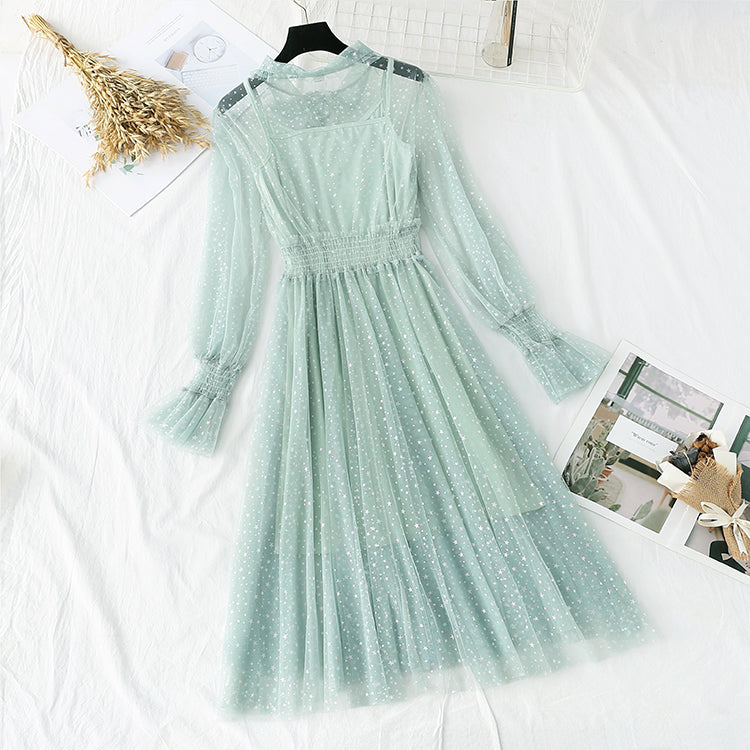 Feen Netzkleid Retro bunte Sterne 3941