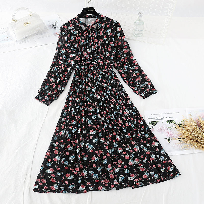 New French Vintage Chiffon lotus leaf side long skirt fairy super fairy series  4696
