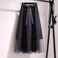patchwork belt large drape feeling gauze skirt  3684