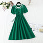 French retro cotton linen dress  4267