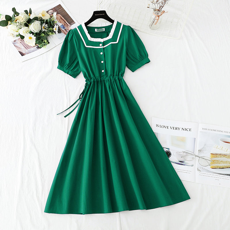 French retro cotton linen dress  4267