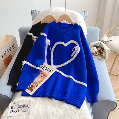 Klein Blue Ribbon Love dekorativer Pullover 5213