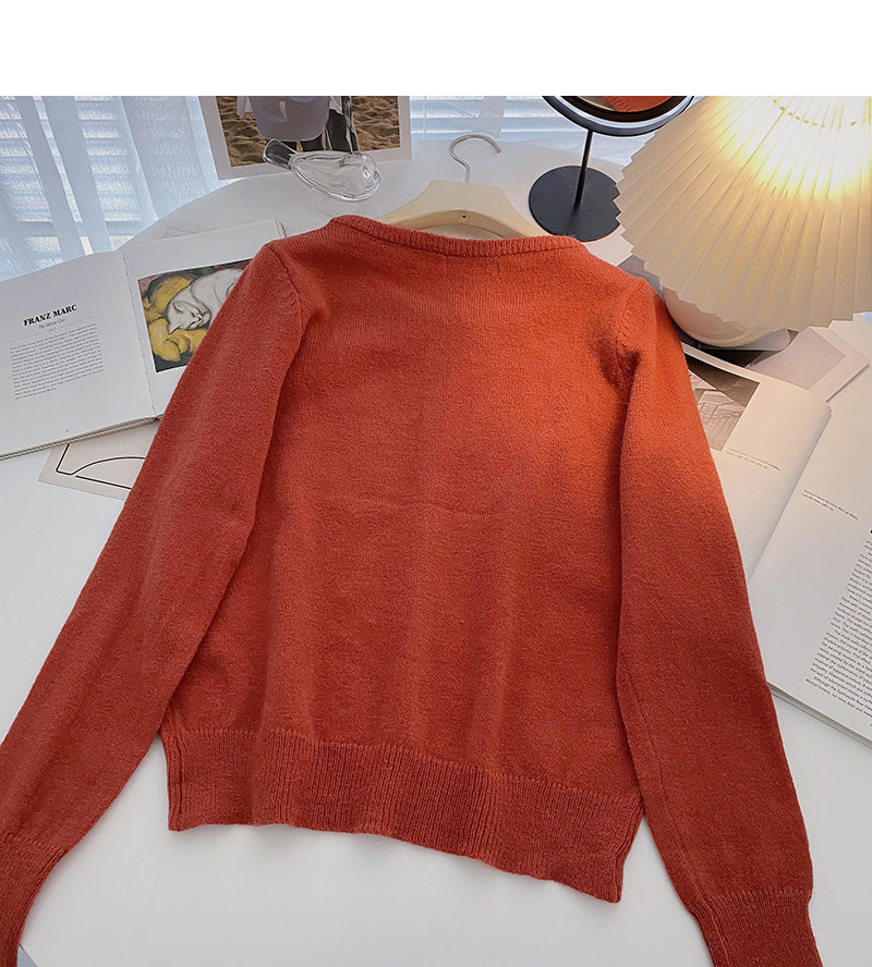 Cardigan Strickmantel einfarbig Langarm Einreiher Top 6661