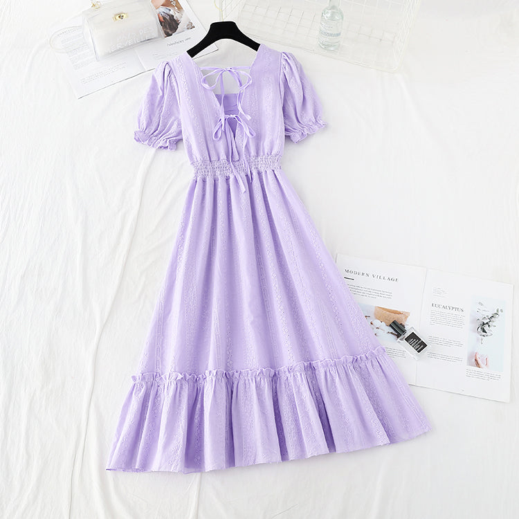 New cotton linen hook embroidery waist closing slim skirt  4683