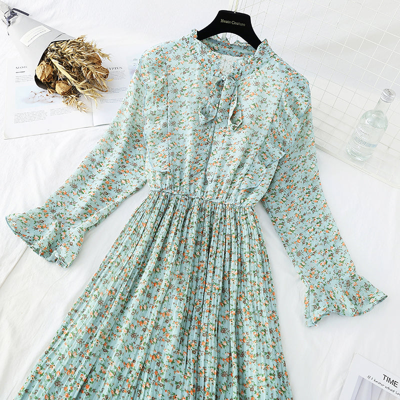 New French Vintage Chiffonrock mit dünner Rüsche an der Taille 4698