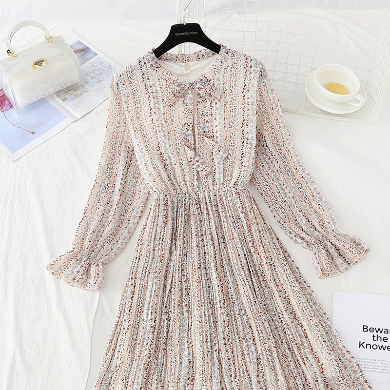 Neuer schmaler Faltenrock aus Chiffon mit Schleife zum Schnüren 4533