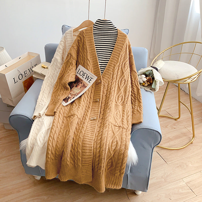 Lazy wind twist long sweater coat female  4927