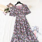 The new waist is slim, French retro Chiffon oil painting fishtail skirt  4585