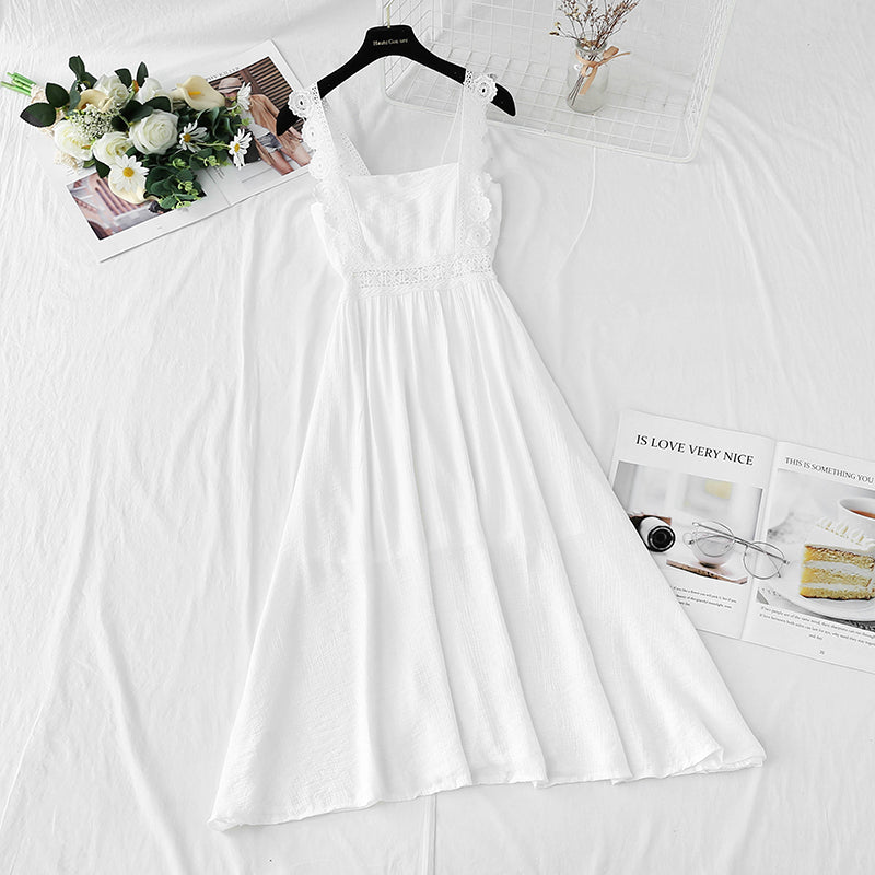 New French first love retro gentle suspender dress  4132