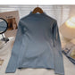 Commuter solid color Pullover half high neck long sleeve Knitted Top  6651