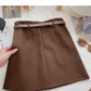 Pleated skirt, irregular, slim, fashionable A-line skirt with belt  5360