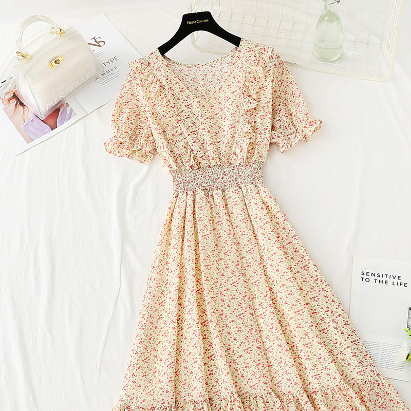 Nouvelle jupe en mousseline de soie à col en V de style français doux et doux, petite jupe 4858