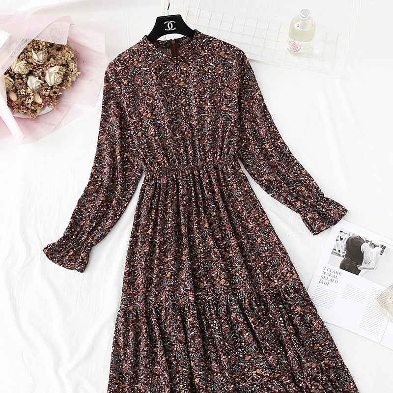 New French retro half high collar with a bottomed Chiffon Skirt  4577