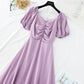 Bubble sleeve French retro long skirt  4187