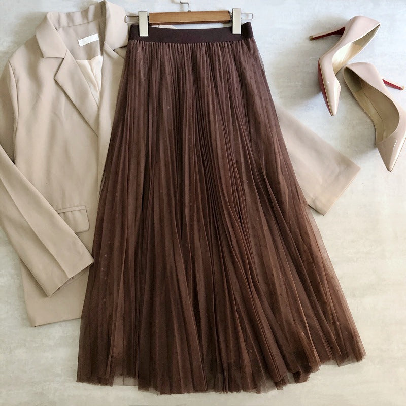 Spring and summer skirt, gilded star net gauze skirt, fairy elegant  3711