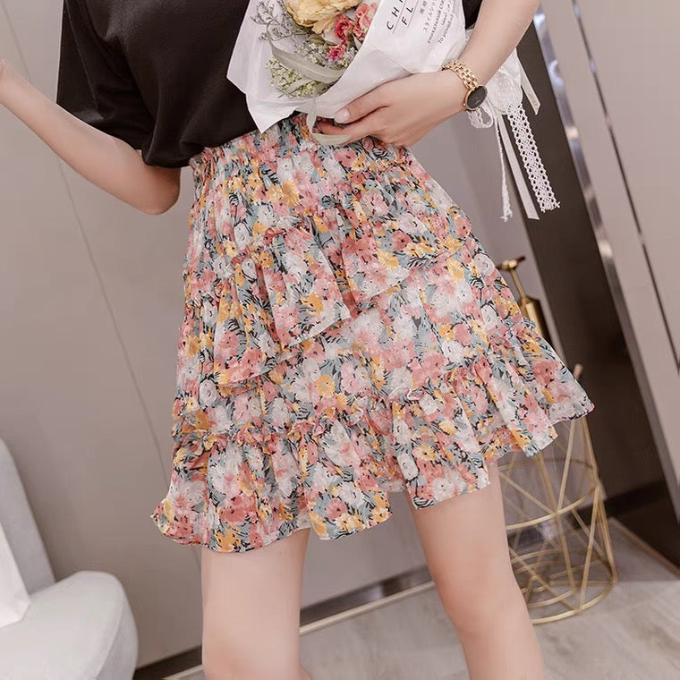 Blumenrock, Landhausstil, Ölgemälde kleiner frischer Chiffon-Kuchenrock 3547