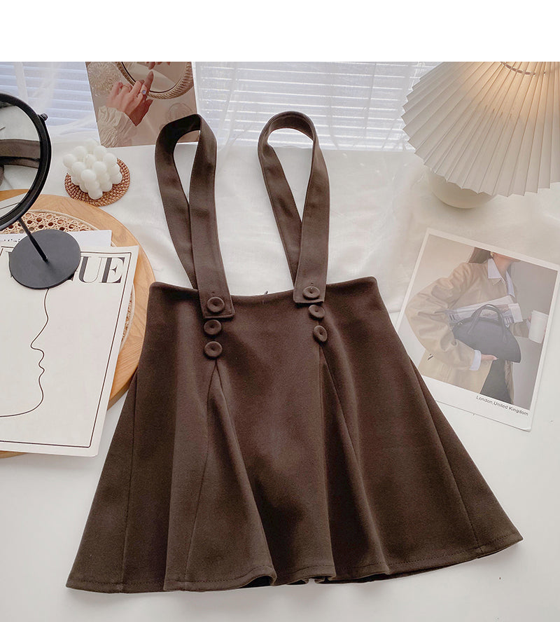 Woolen skirt high waist A-line umbrella skirt 5376