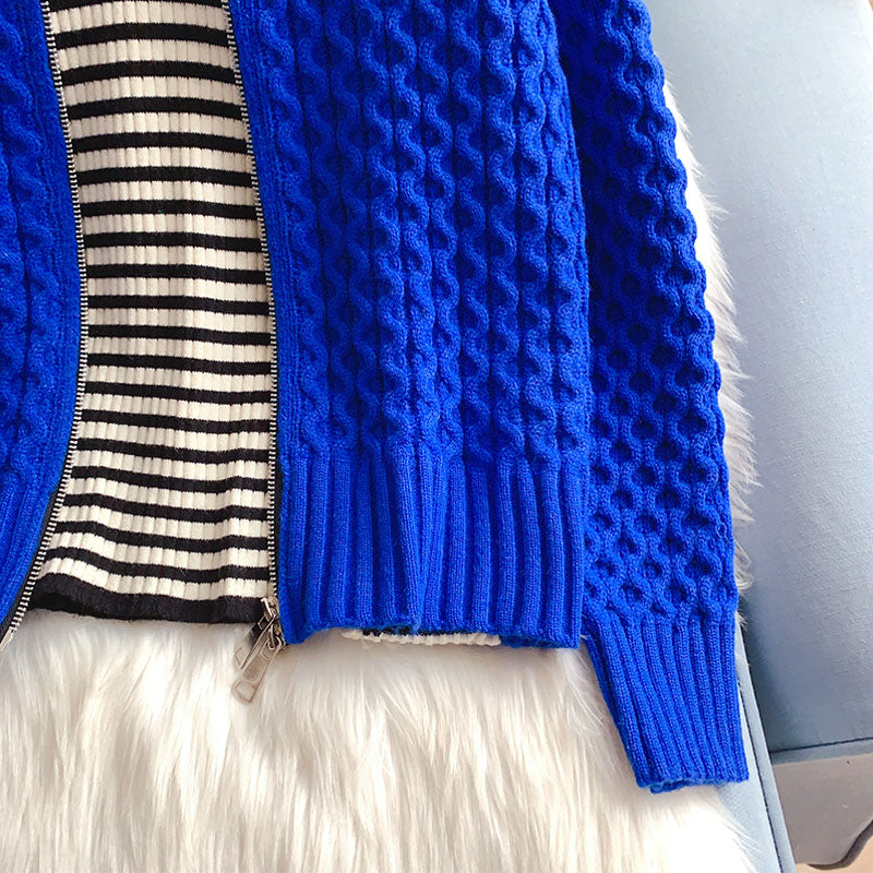 Klein Blaue Strickjacke mit Reißverschluss 5126