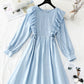 Langärmliges weißes Kleid French Simple Temperament 4225