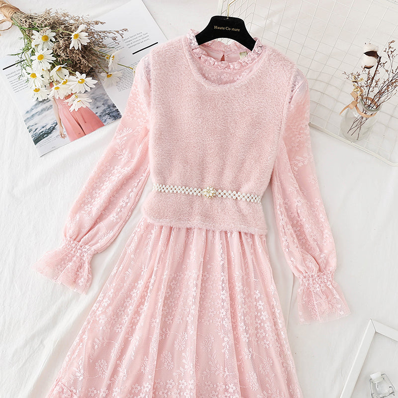 Lace dress light mature temperament skirt children  4067