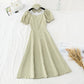 New style bubble sleeve design sense of minority French retro plaid skirt  4691