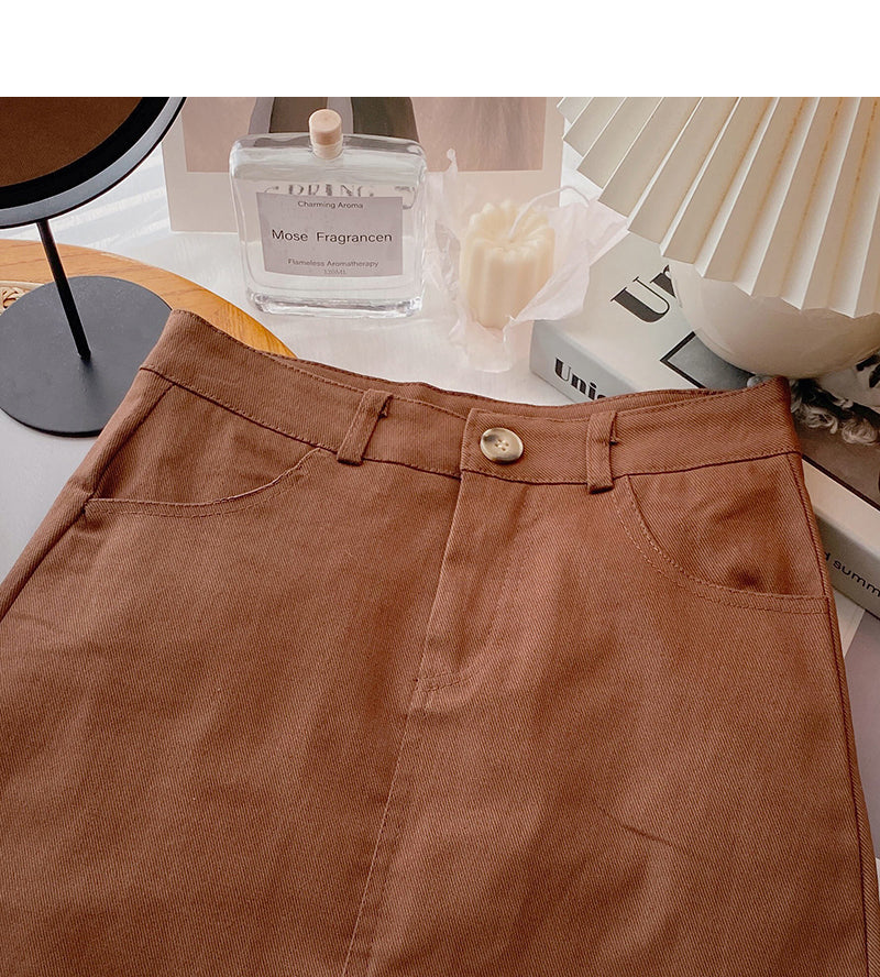 New Korean version simple leisure solid color short skirt trend  5659