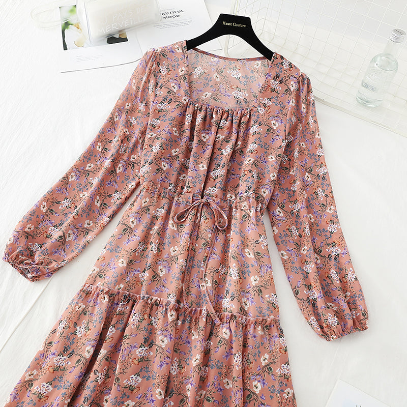 Chiffon floral dress shows thin Daisy dress  3877