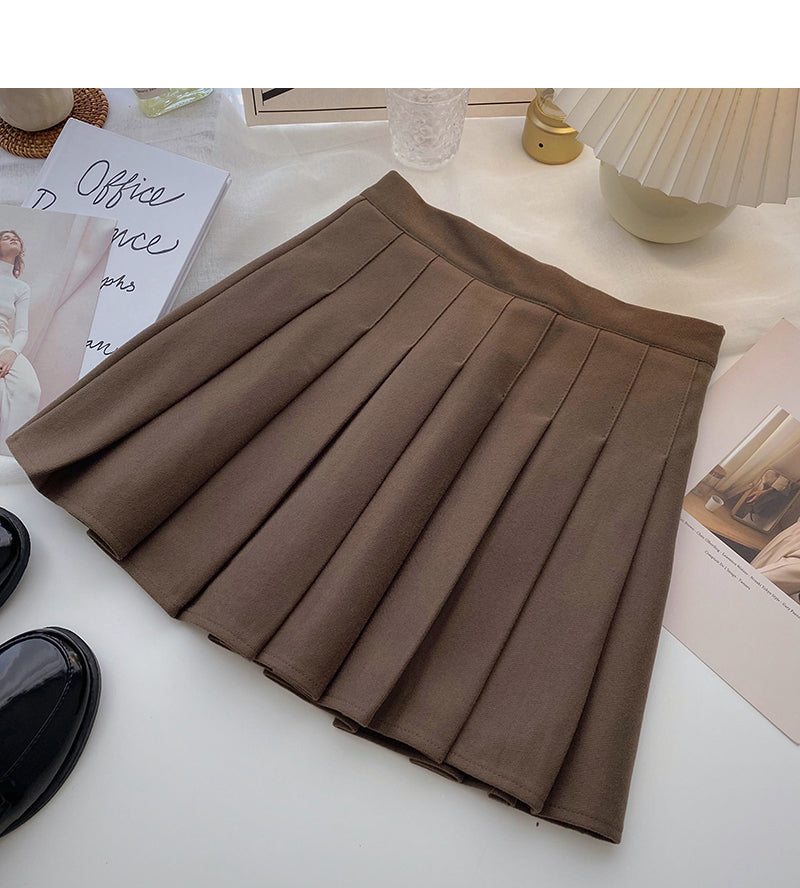New Korean simple solid color versatile high waist pleated skirt  5420