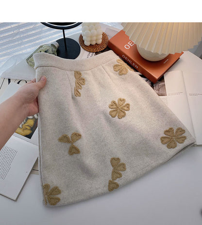 Jupe rétro en jacquard floqué, jupe trapèze slim taille haute 5459