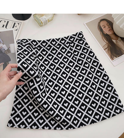 Retro-Persönlichkeit Liebe Karo Farbkontrast schmaler A-Linien-Rock mit hoher Taille 5362