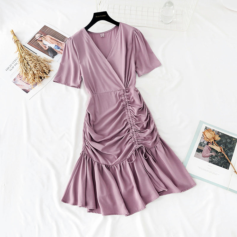 Gentle wind drawstring Ruffle fishtail skirt  4151
