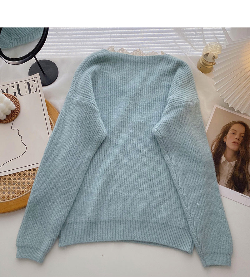 Korean sweet design loose long sleeve top  5961