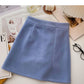 Woolen skirt sweet solid color high waist thin A-line skirt  5438