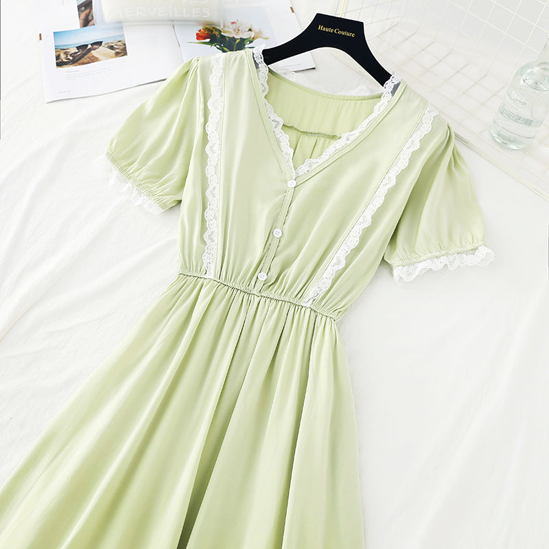 Close waist to show thin temperament French gentle skirt  4178